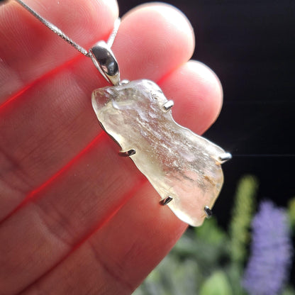 Libyan Desert Glass Pendant, Sterling Silver