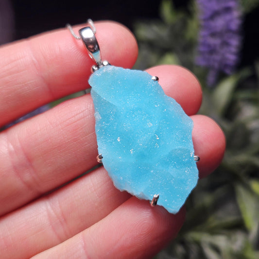 Blue Hemimorphite Pendant, Sterling Silver