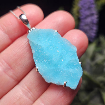 Blue Hemimorphite Pendant, Sterling Silver