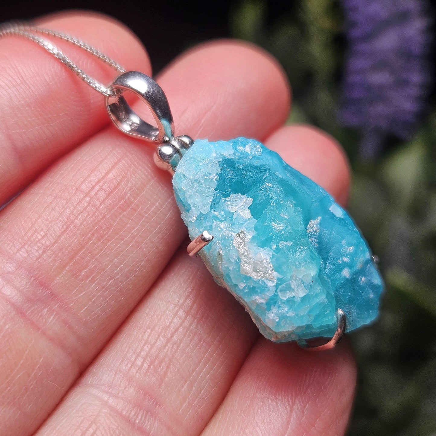Smithsonite Crystal Pendant, Sterling Silver