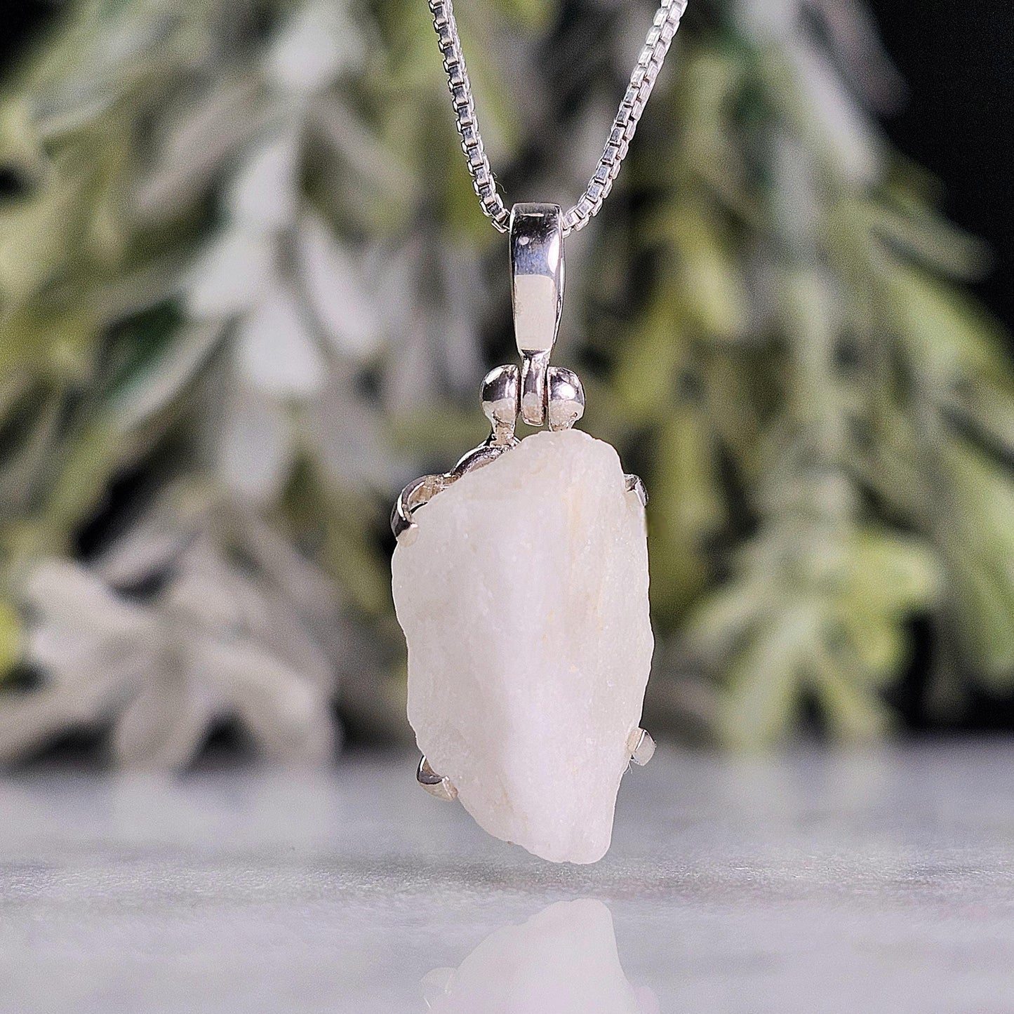 White Phenacite Pendant, Sterling Silver Phenakite Crystal Necklace from Nigeria