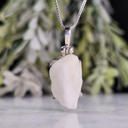 White Phenacite Pendant, Sterling Silver Phenakite Crystal Necklace from Nigeria