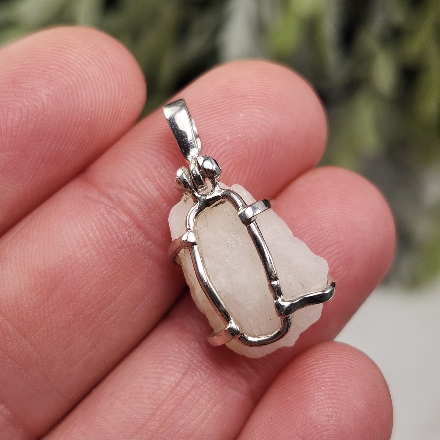 White Phenacite Pendant, Sterling Silver Phenakite Crystal Necklace from Nigeria