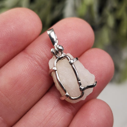 White Phenacite Pendant, Sterling Silver Phenakite Crystal Necklace from Nigeria