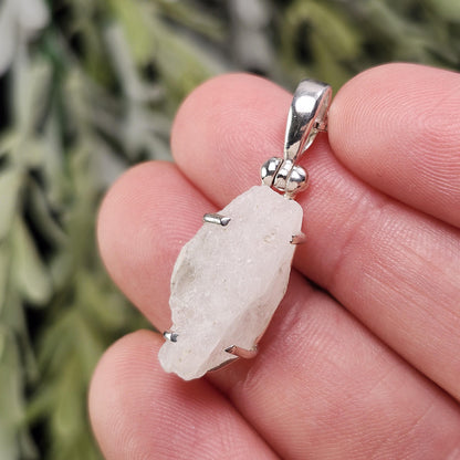 White Phenacite Pendant, Sterling Silver Phenakite Crystal Necklace from Nigeria