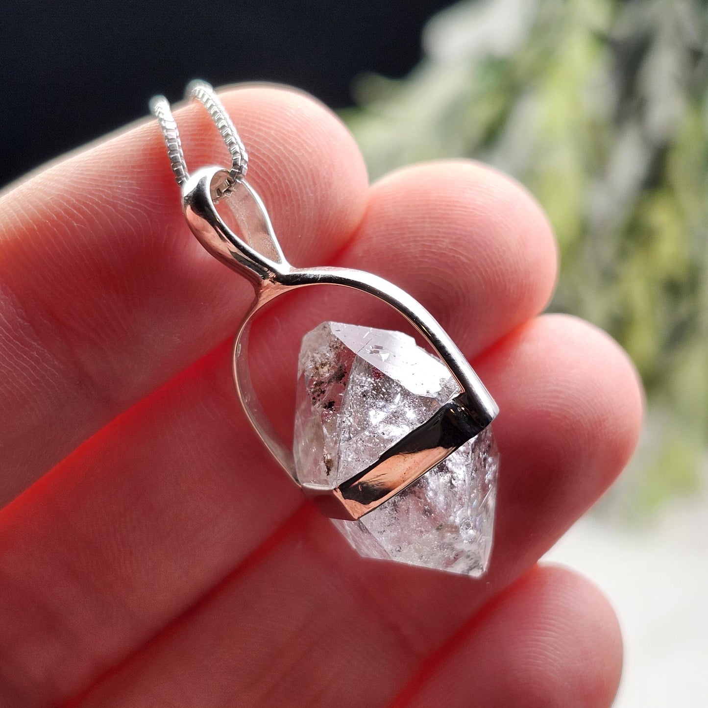 Herkimer Diamond Pendant, Sterling Silver Herkimer Diamond Necklace