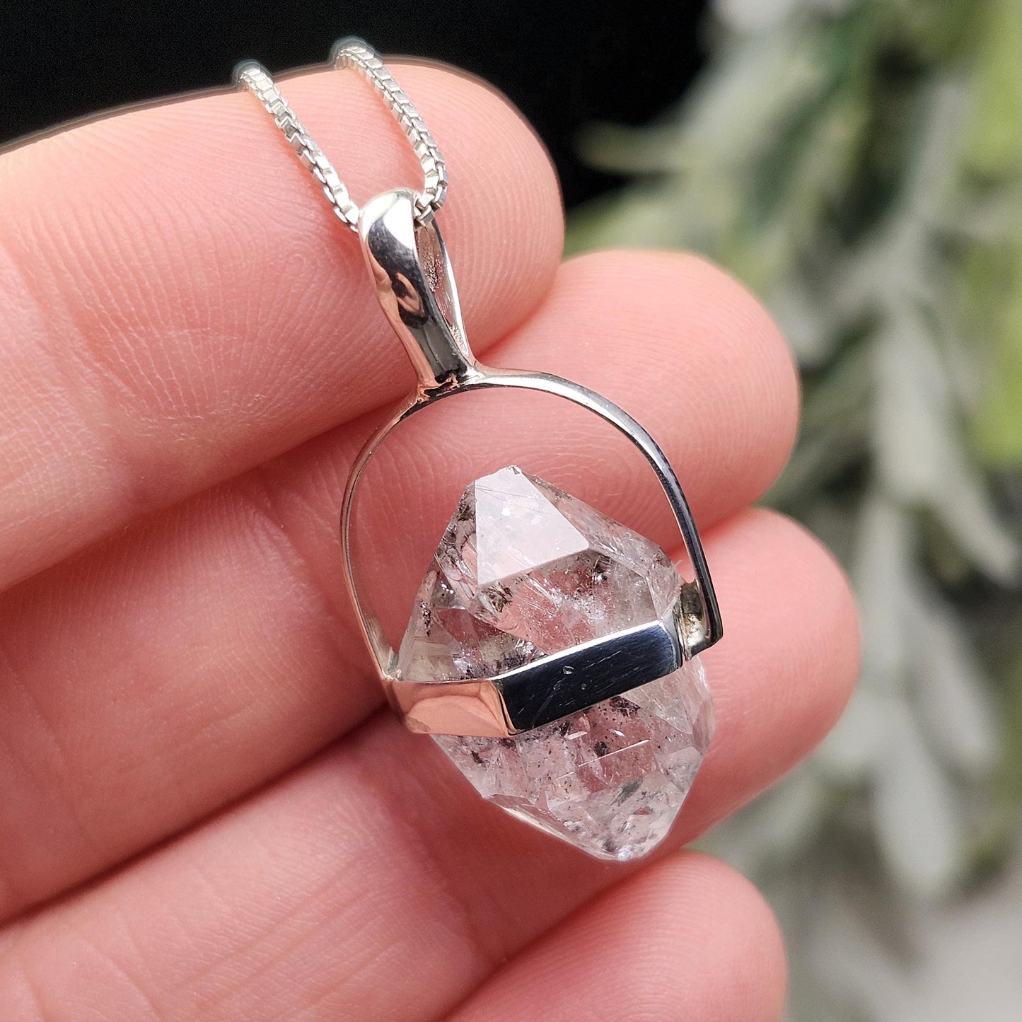 Herkimer Diamond Pendant, Sterling Silver Herkimer Diamond Necklace