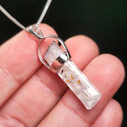 Spessartine Garnet on Spodumene Pendant, Sterling Silver