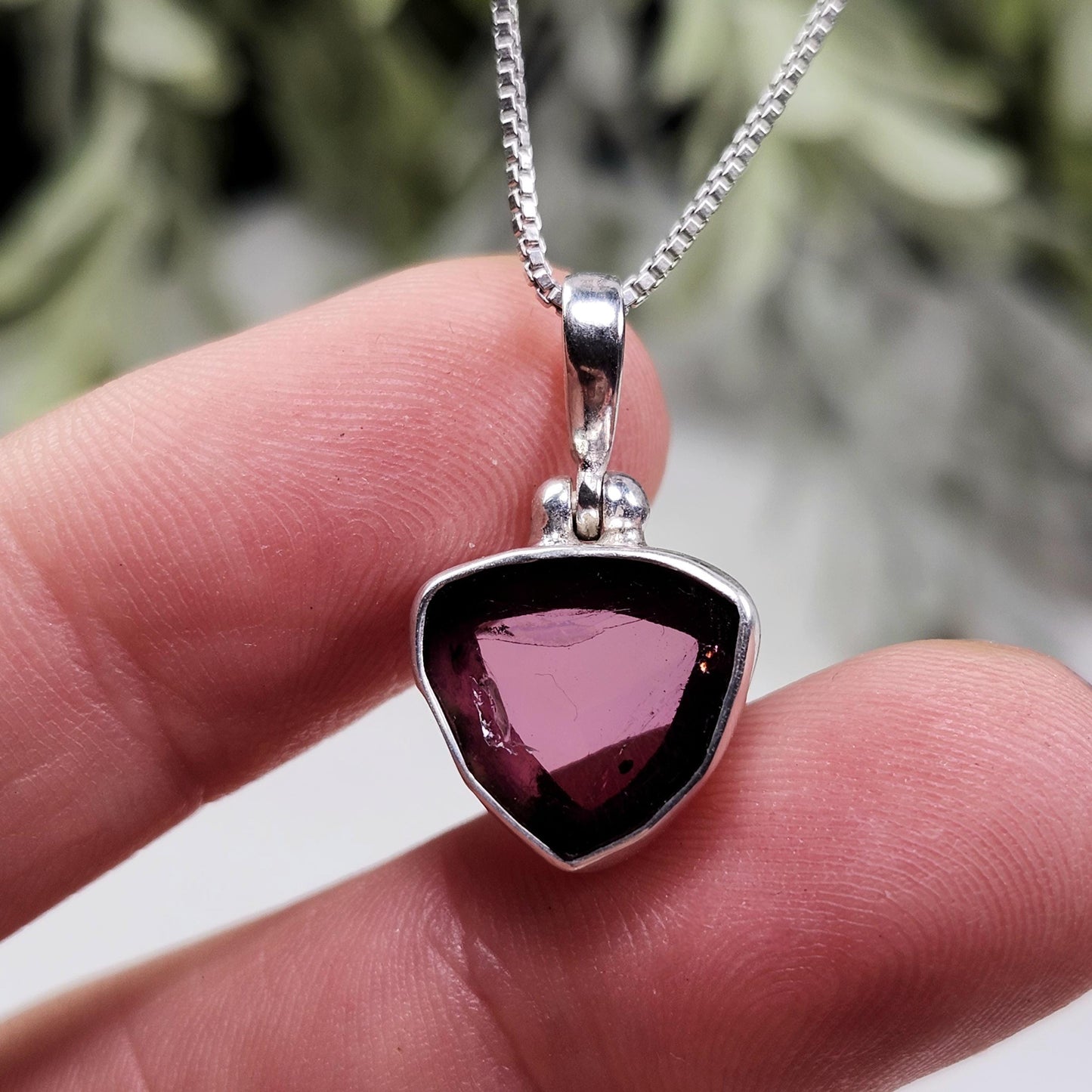 Pink Tourmaline Slice Pendant, Sterling Silver