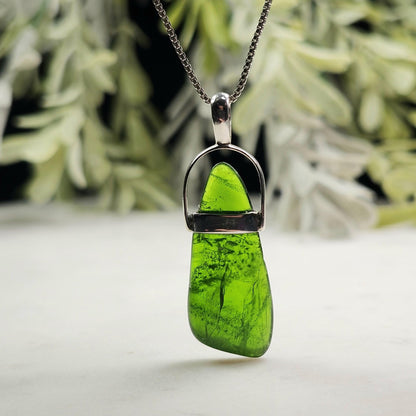 Chrome Diopside Crystal Pendant, Sterling Silver