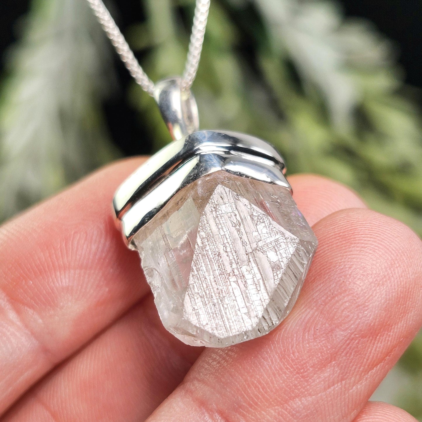 Danburite Crystal Pendant, Sterling Silver