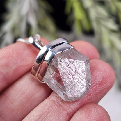 Danburite Crystal Pendant, Sterling Silver