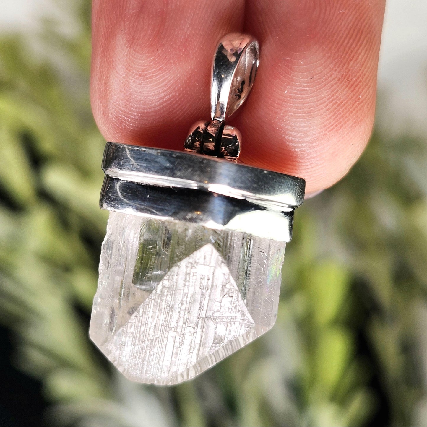 Danburite Crystal Pendant, Sterling Silver