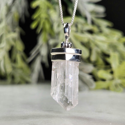 Danburite Crystal Pendant, Sterling Silver