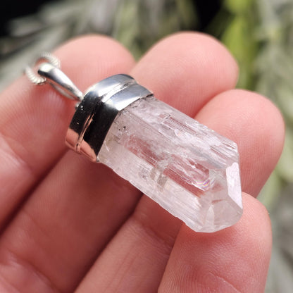 Danburite Crystal Pendant, Sterling Silver
