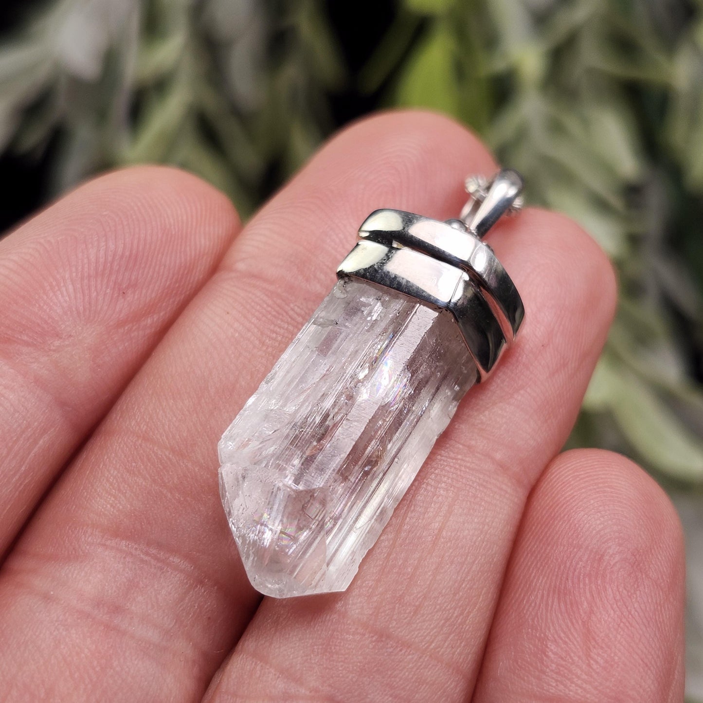 Danburite Crystal Pendant, Sterling Silver