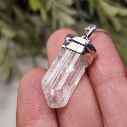 Danburite Crystal Pendant, Sterling Silver