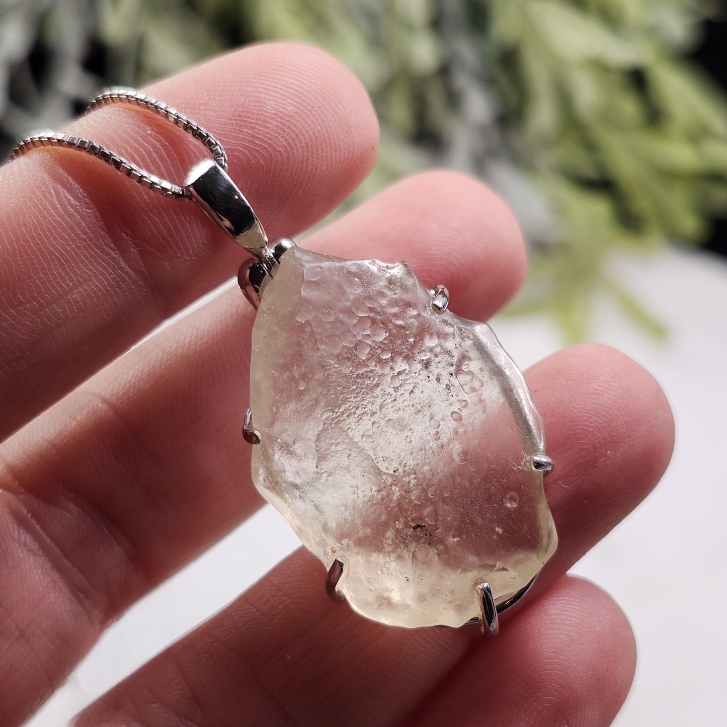 Libyan Desert Glass Pendant, Sterling Silver