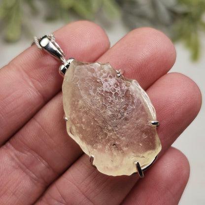 Libyan Desert Glass Pendant, Sterling Silver