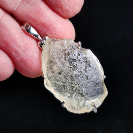 Libyan Desert Glass Pendant, Sterling Silver