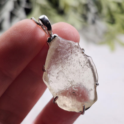 Libyan Desert Glass Pendant, Sterling Silver