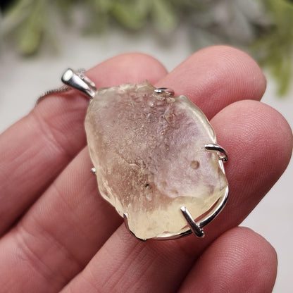 Libyan Desert Glass Pendant, Sterling Silver