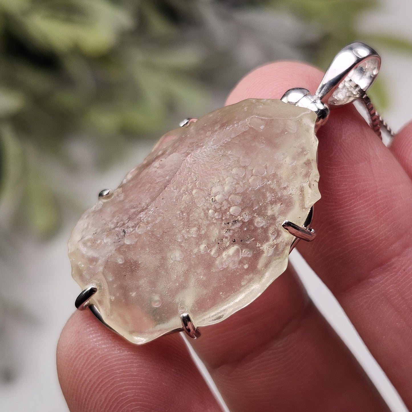 Libyan Desert Glass Pendant, Sterling Silver
