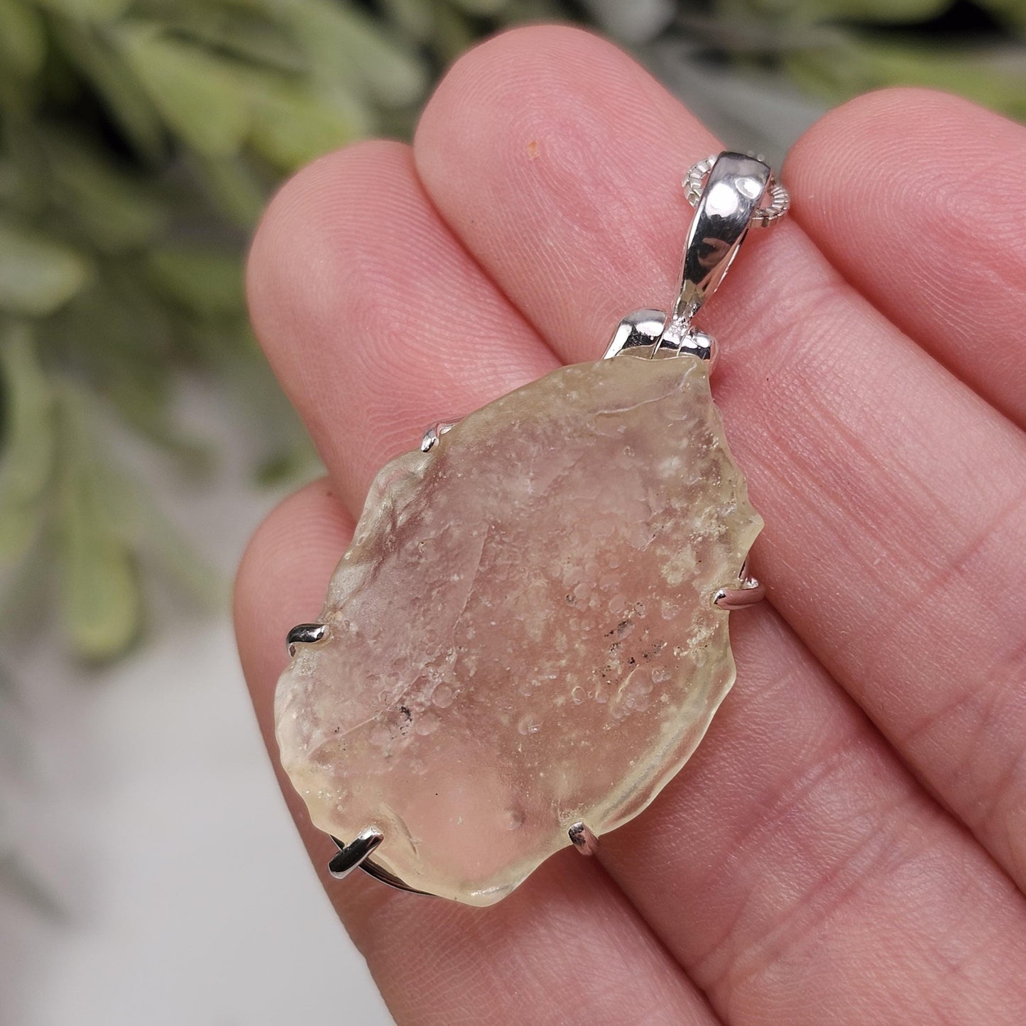 Libyan Desert Glass Pendant, Sterling Silver