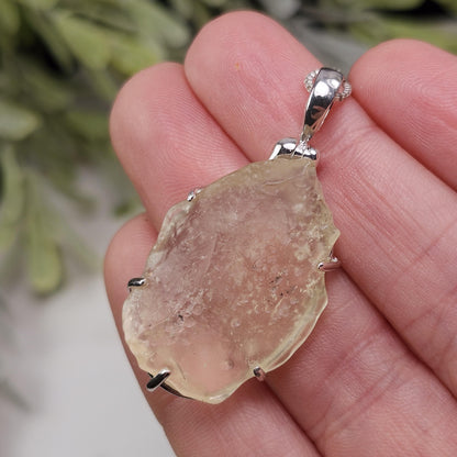 Libyan Desert Glass Pendant, Sterling Silver