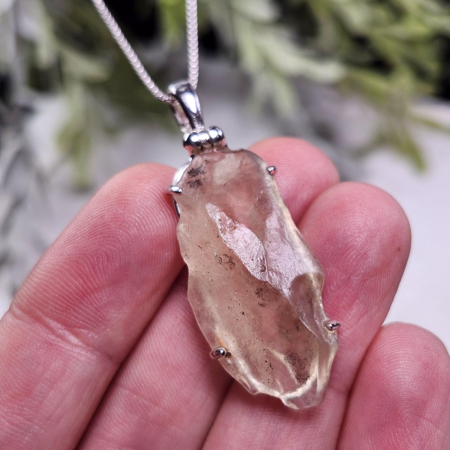 Libyan Desert Glass Pendant, Sterling Silver