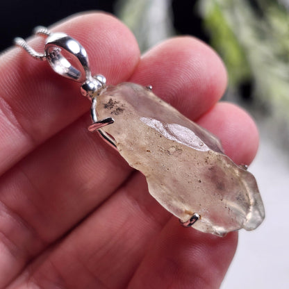 Libyan Desert Glass Pendant, Sterling Silver