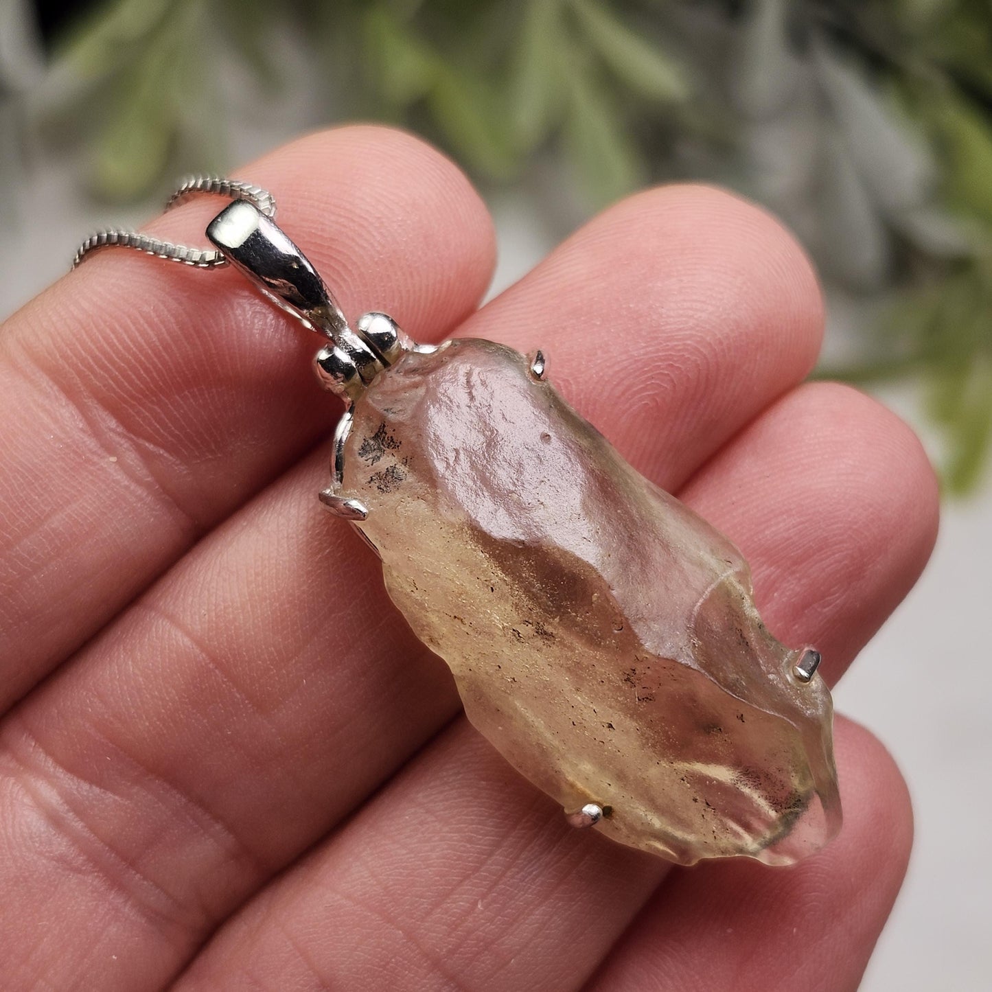 Libyan Desert Glass Pendant, Sterling Silver