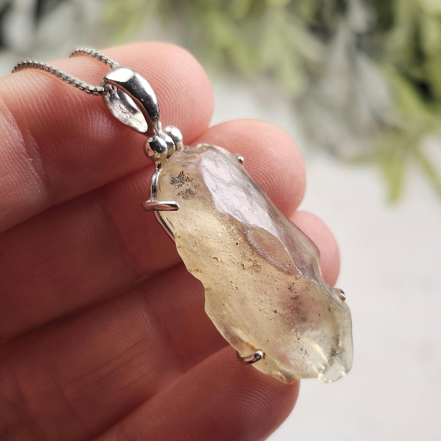 Libyan Desert Glass Pendant, Sterling Silver