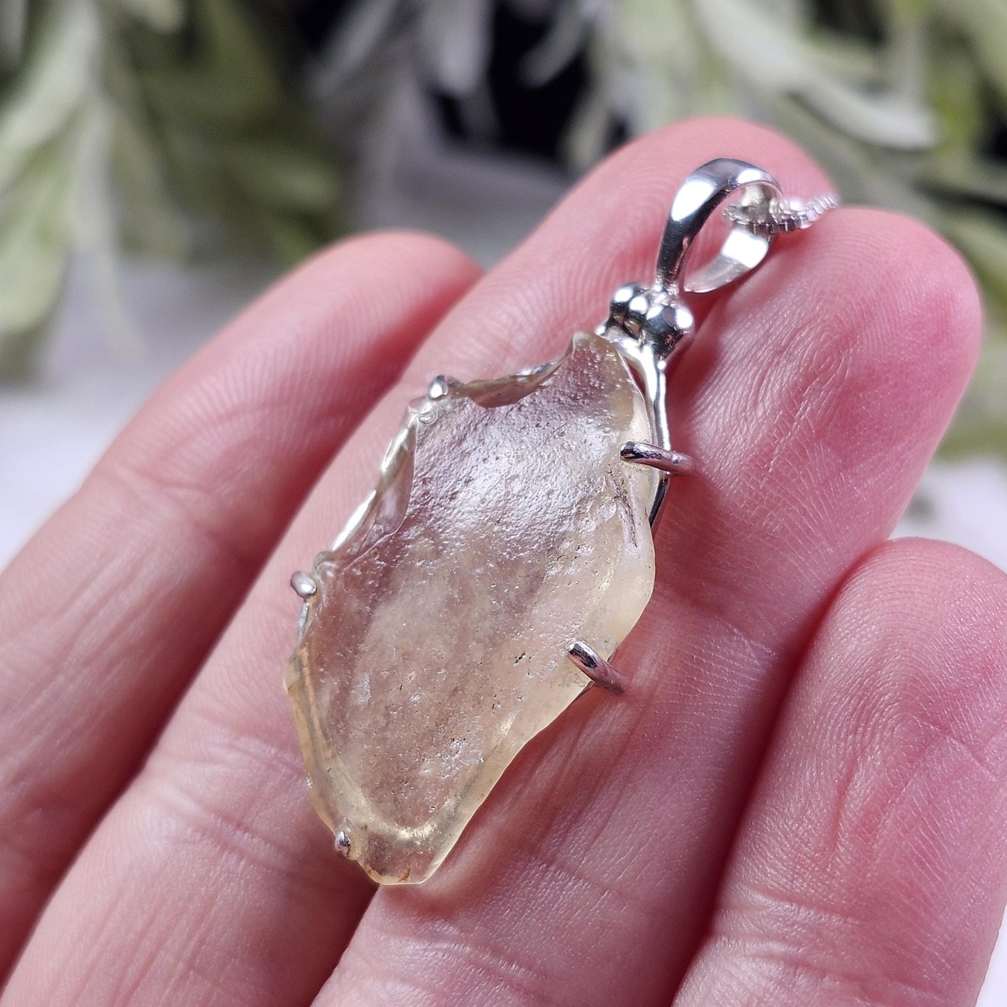 Libyan Desert Glass Pendant, Sterling Silver