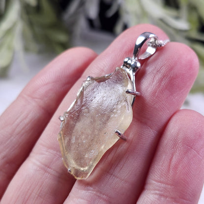 Libyan Desert Glass Pendant, Sterling Silver
