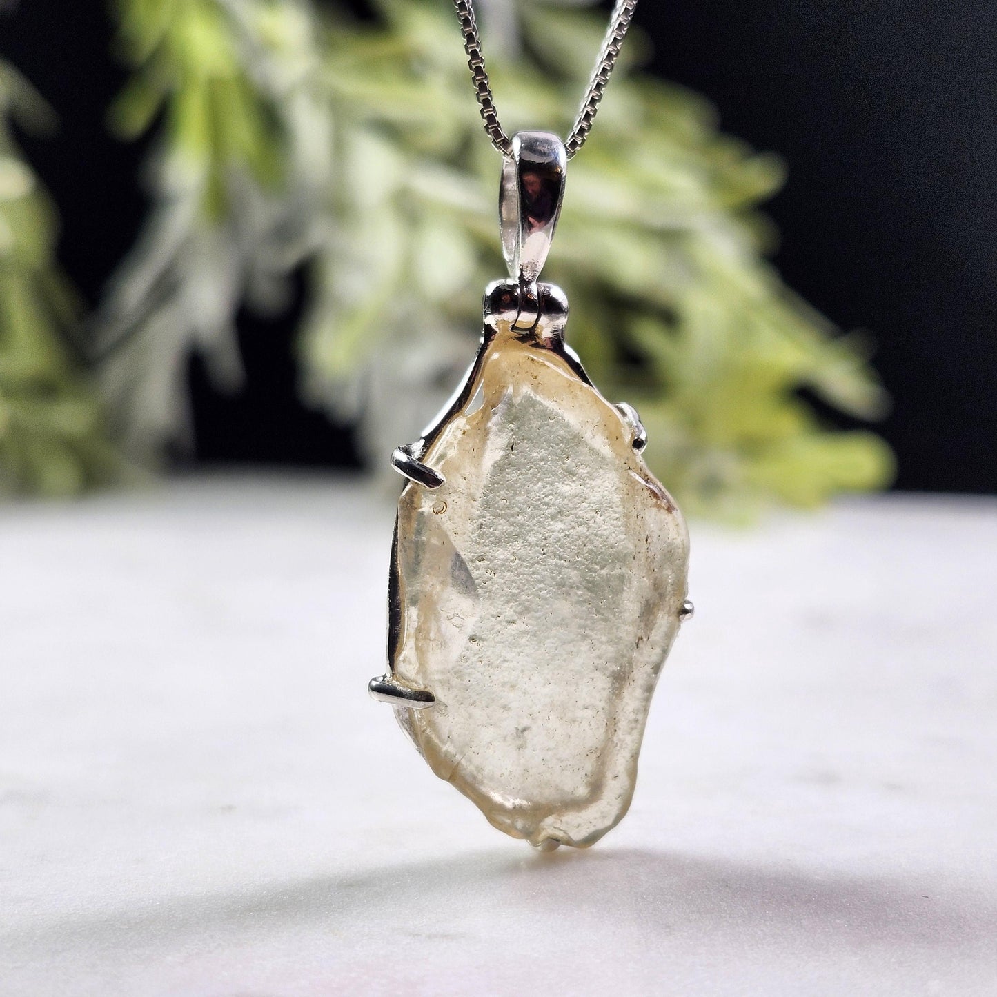 Libyan Desert Glass Pendant, Sterling Silver