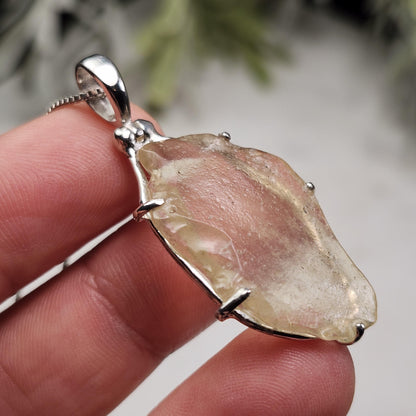 Libyan Desert Glass Pendant, Sterling Silver