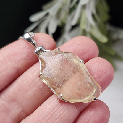 Libyan Desert Glass Pendant, Sterling Silver