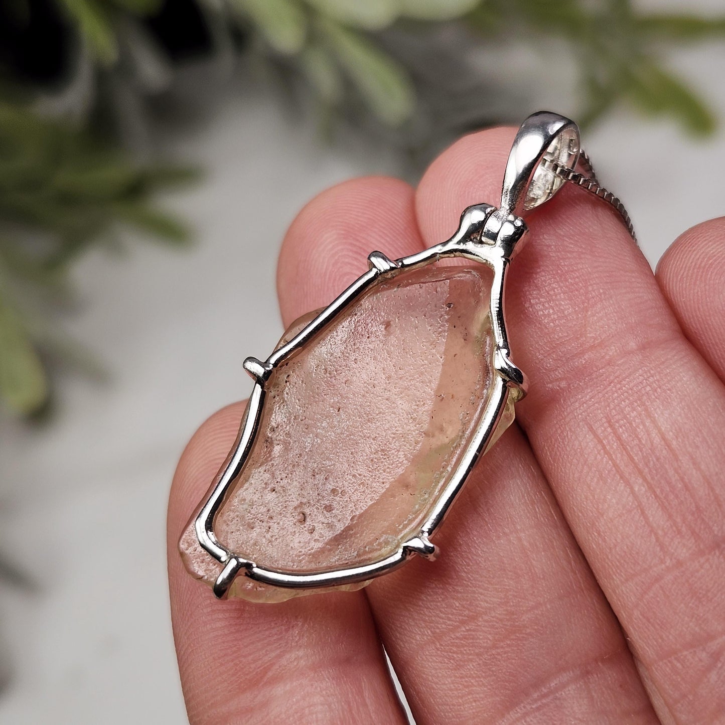 Libyan Desert Glass Pendant, Sterling Silver