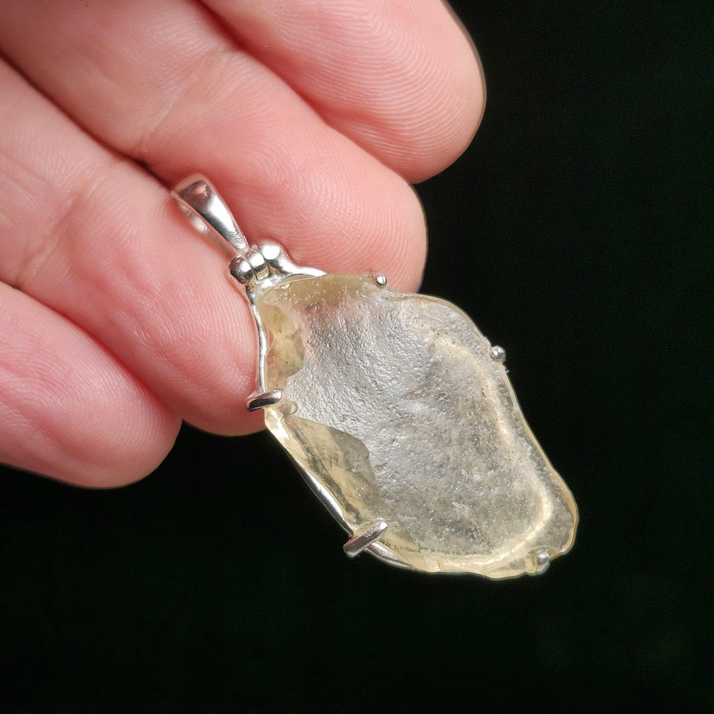 Libyan Desert Glass Pendant, Sterling Silver