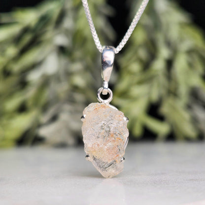 Etched Phenacite Pendant, Sterling Silver