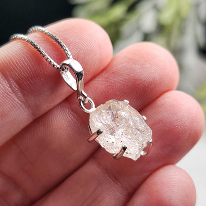 Clear Phenacite Pendant, Sterling Silver