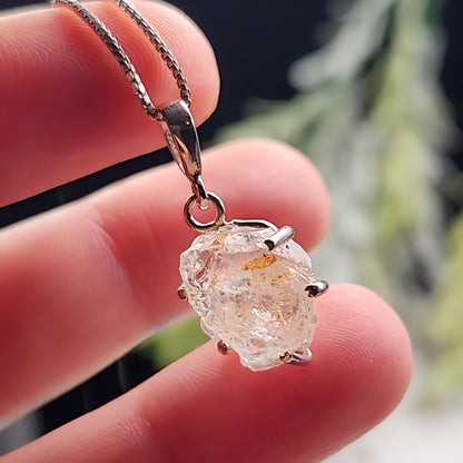 Clear Phenacite Pendant, Sterling Silver
