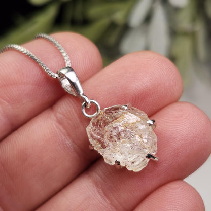 Clear Phenacite Pendant, Sterling Silver