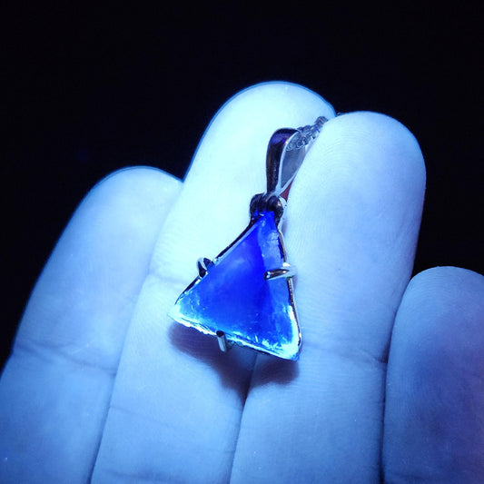 UV Bingham Blue Fluorite Pendant, Sterling Silver