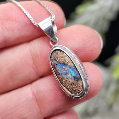 Boulder Opal Pendant, Sterling Silver
