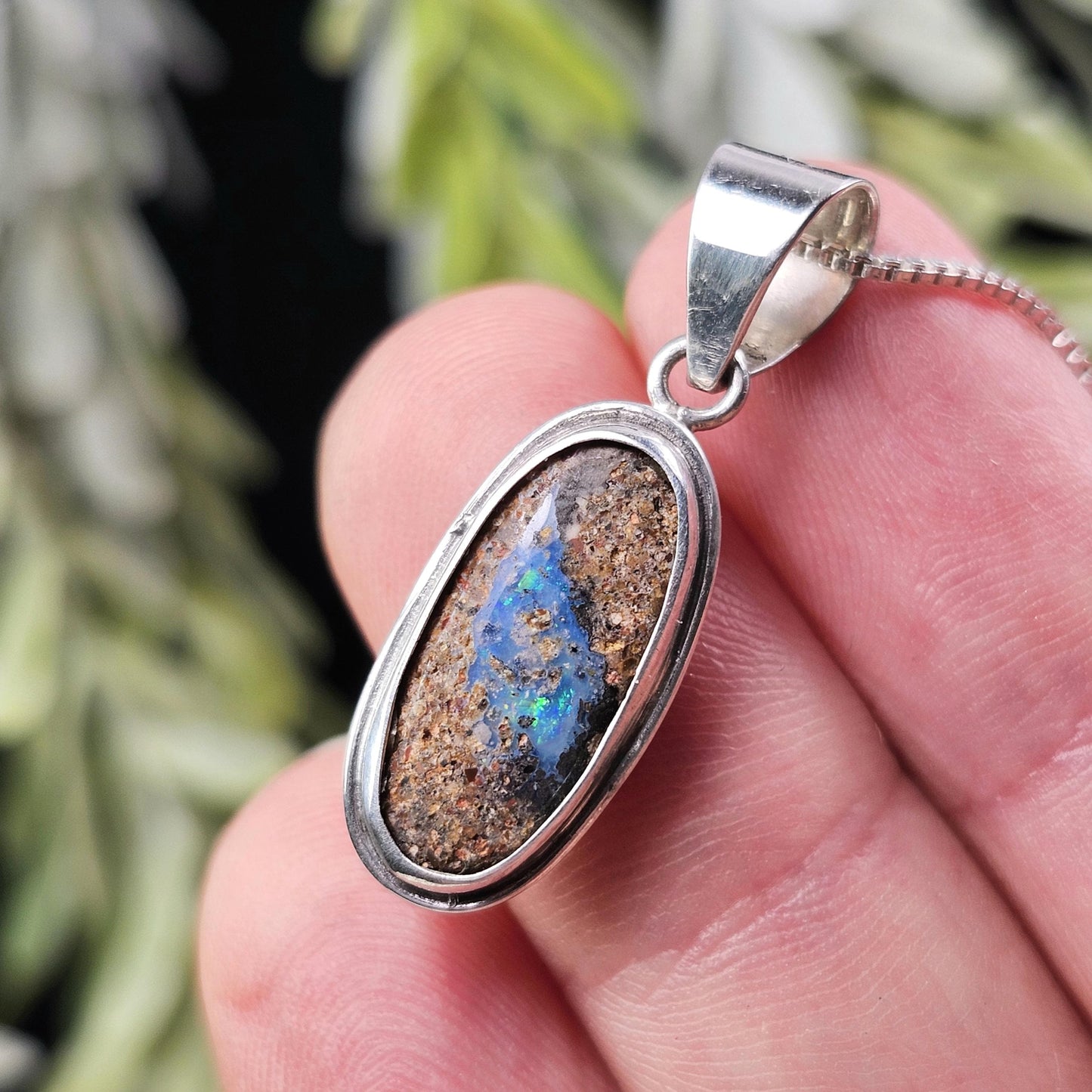 Boulder Opal Pendant, Sterling Silver