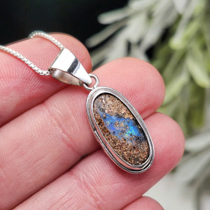 Boulder Opal Pendant, Sterling Silver