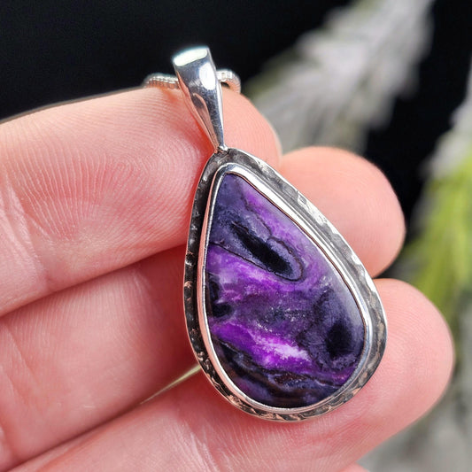 Sugilite Pendant, Sterling Silver Sugilite Necklace, Sugilite Jewelry