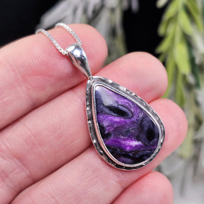 Sugilite Pendant, Sterling Silver Sugilite Necklace, Sugilite Jewelry